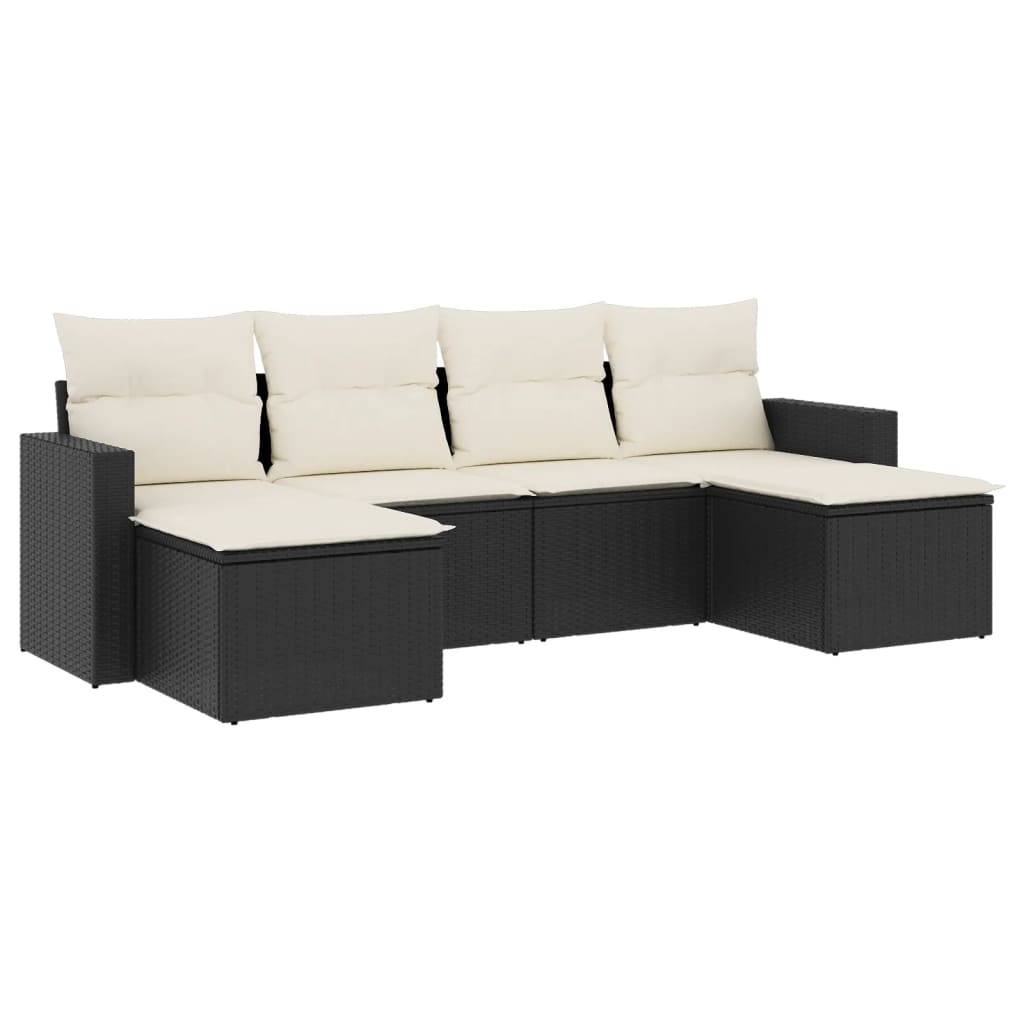 Salon de jardin bas modulable 6 pièces en poly rotin pour détente en extérieur Noir – ComfortXL Outdoor Living - Image 2