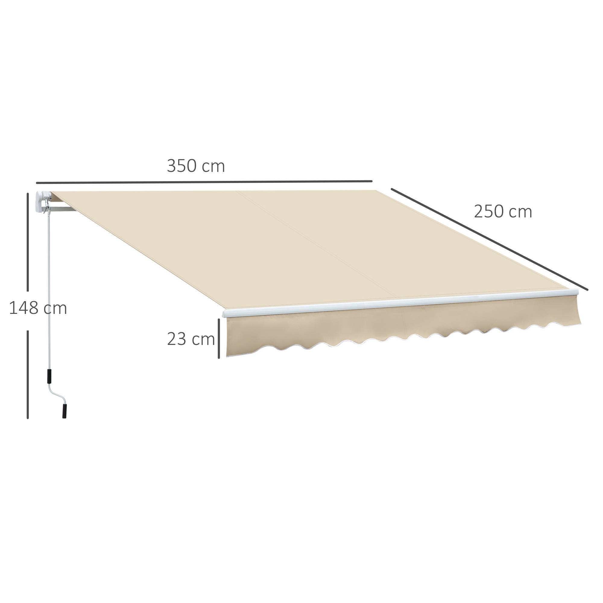 Store banne Manuel rétractable Angle Réglable Aluminium Polyester imperméabilisé 3,5L x 2,5l m Beige - Image 5