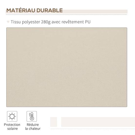 Store banne Manuel rétractable Angle Réglable Aluminium Polyester imperméabilisé 3,5L x 2,5l m Beige - Image 6