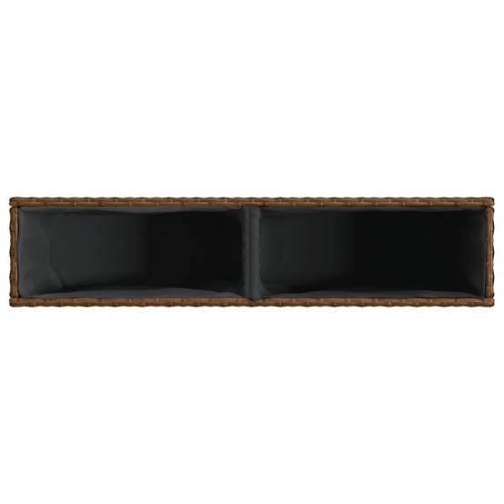 Jardinière, Bac à fleurs, Pot de fleurs avec 2 pots marron 90x20x40 cm résine tressée - Image 8