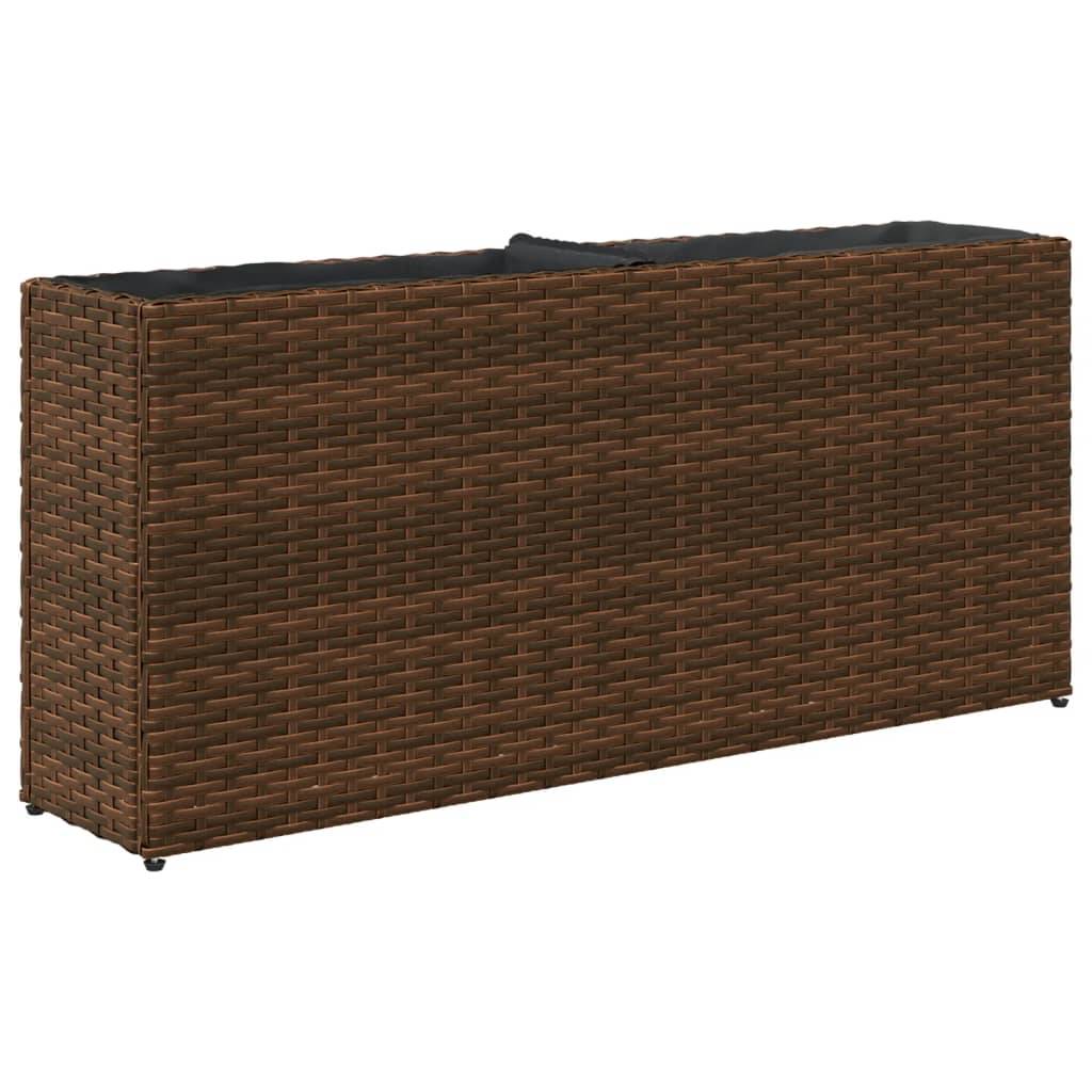 Jardinière, Bac à fleurs, Pot de fleurs avec 2 pots marron 90x20x40 cm résine tressée - Image 7