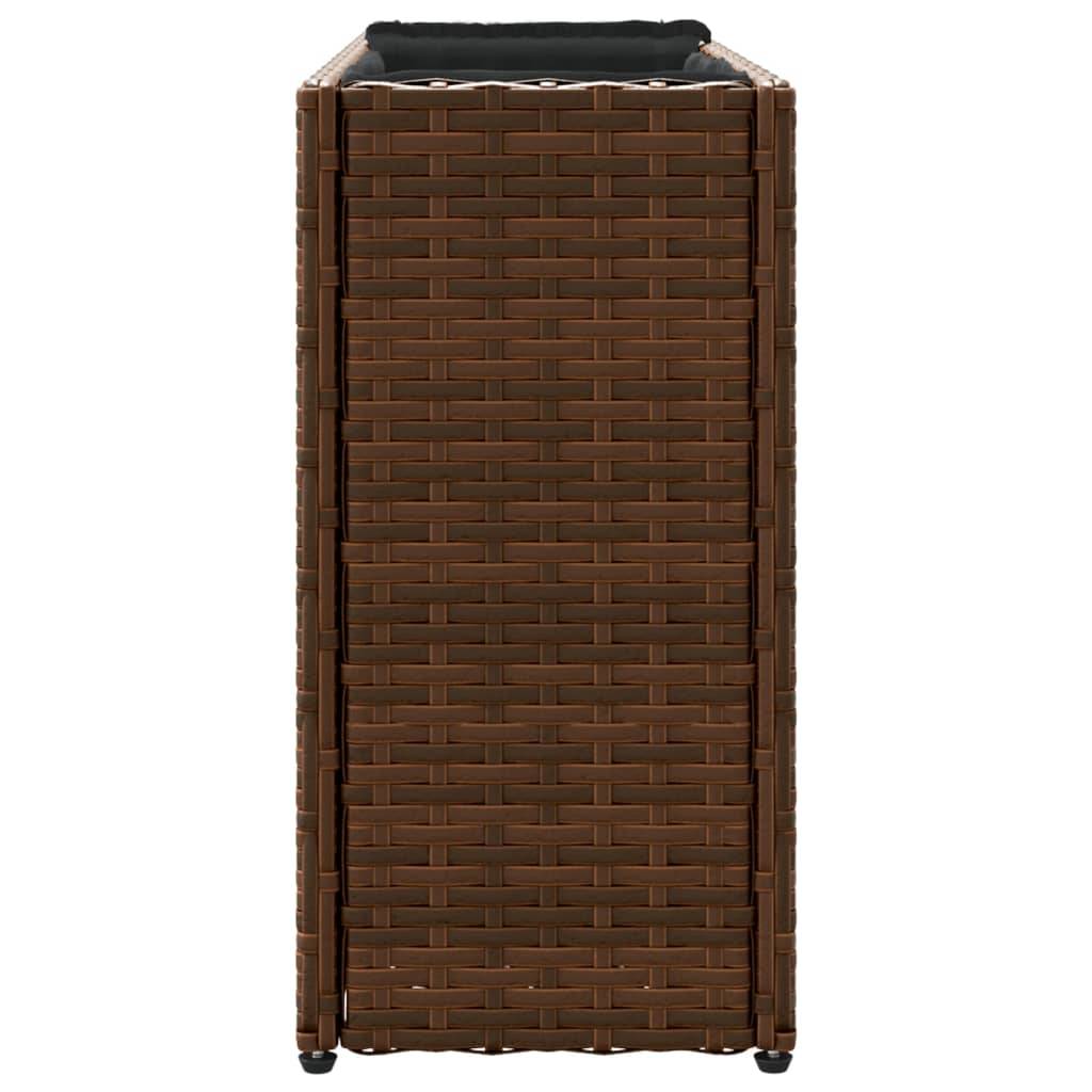 Jardinière, Bac à fleurs, Pot de fleurs avec 2 pots marron 90x20x40 cm résine tressée - Image 6