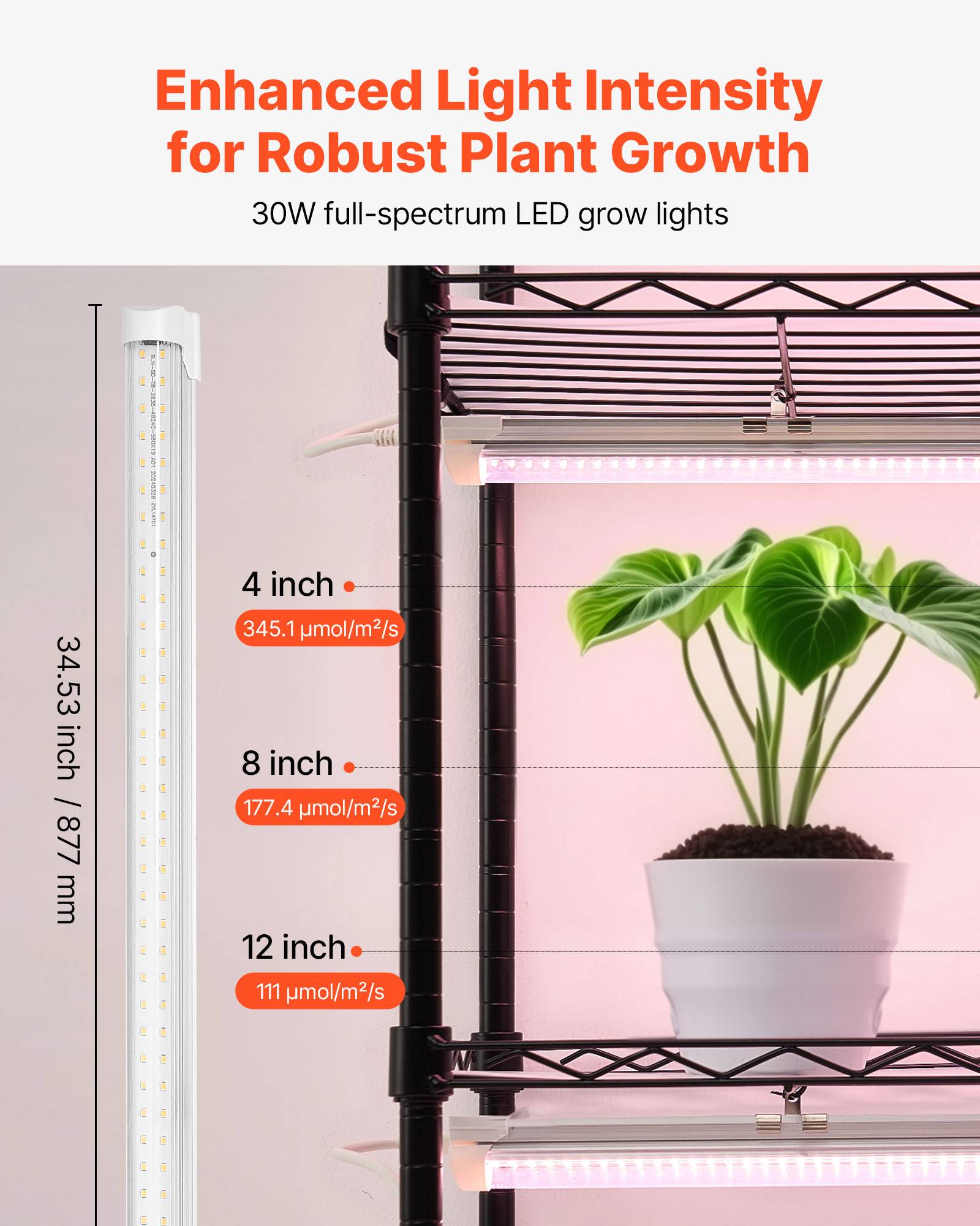 Vevor - VEVOR Support plantes intérieur 6 niveaux 180 cm, LED 150 W spectre complet 3800K, minuterie 24 h, roulettes pivotantes, étagères réglables. - Image 3