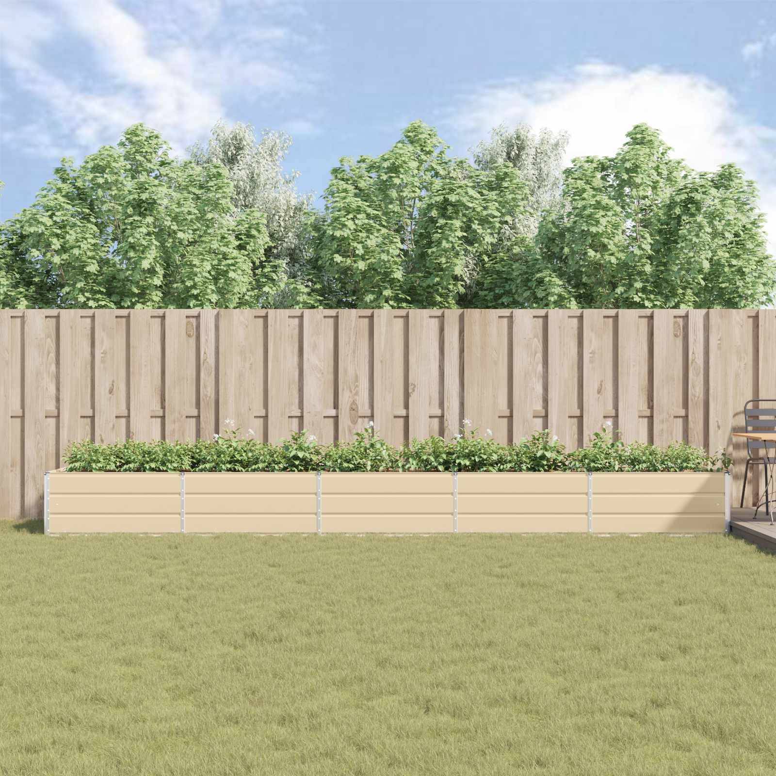 Très Grand Bac à Fleurs Acier Galvanisé 480x100x45 cm Ivoire - ComfortXL Outdoor Living - Image 4
