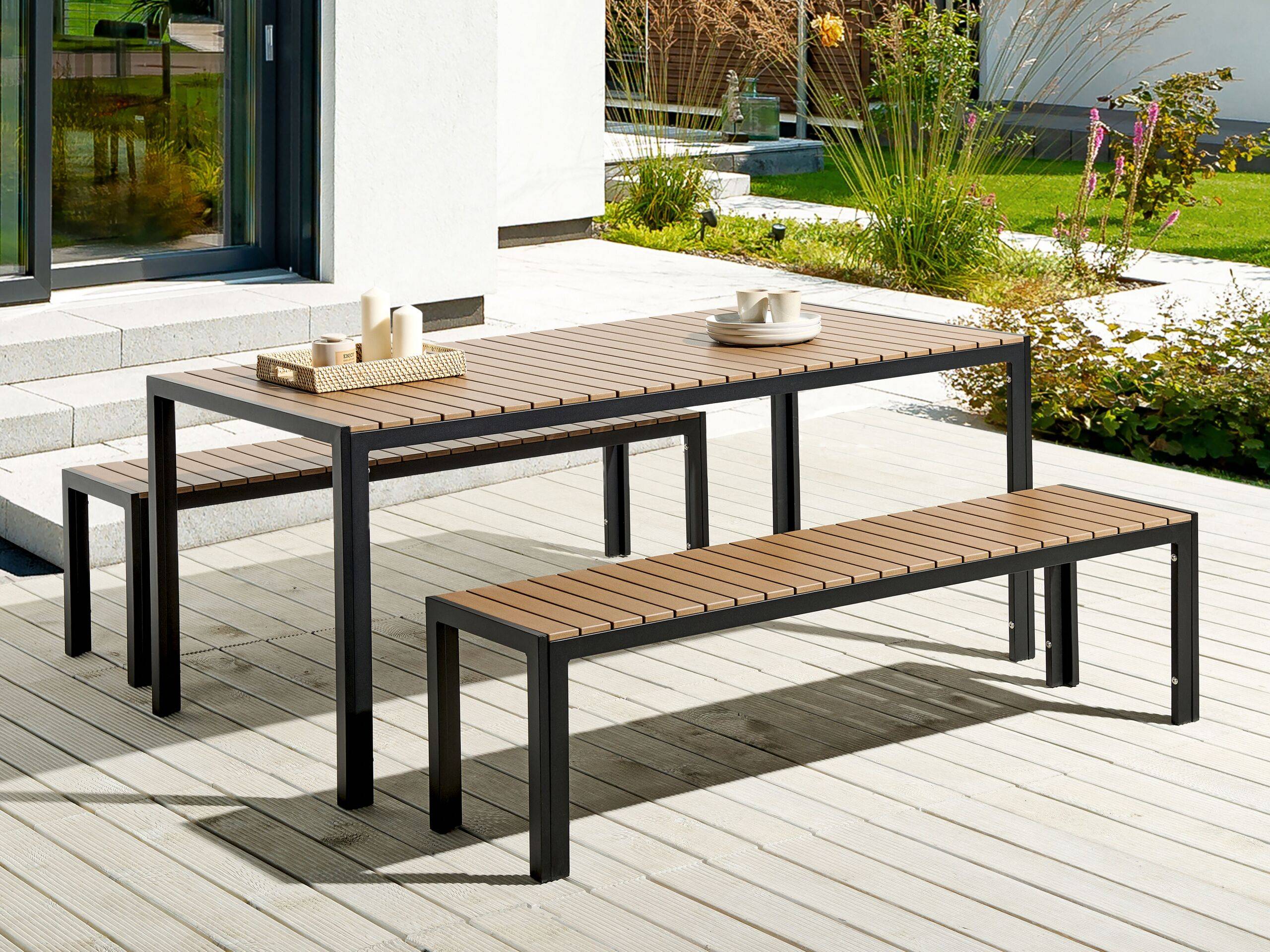 Beliani - Set de salle à manger, 6 Personnes Bois synthétique Marron/noir NARDO - 180x90x75- Beliani - Image 1