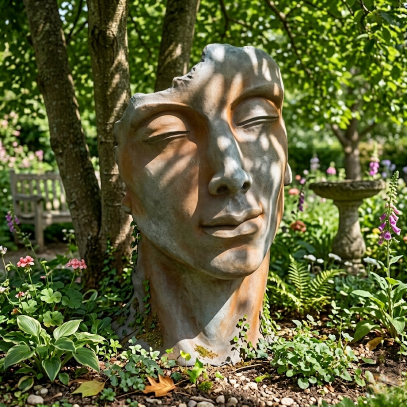 Jardinex - Statue visage homme extérieur petit format - Gris beton 53 cm - Jardinex - Image 3
