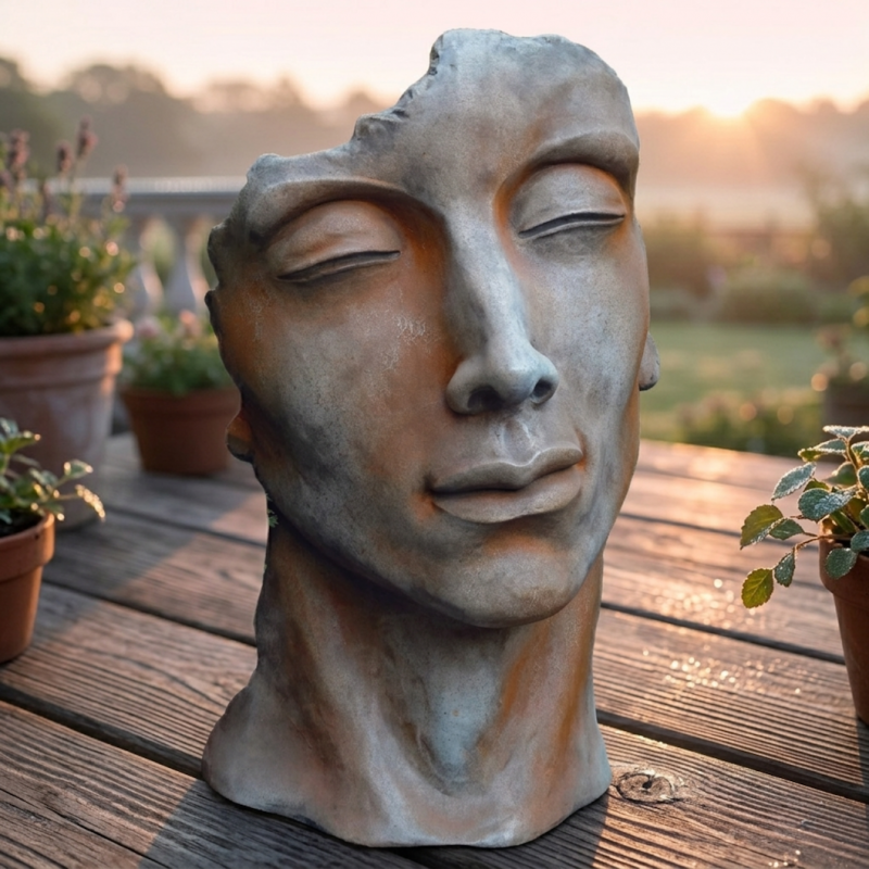 Jardinex - Statue visage homme extérieur petit format - Gris beton 53 cm - Jardinex - Image 2
