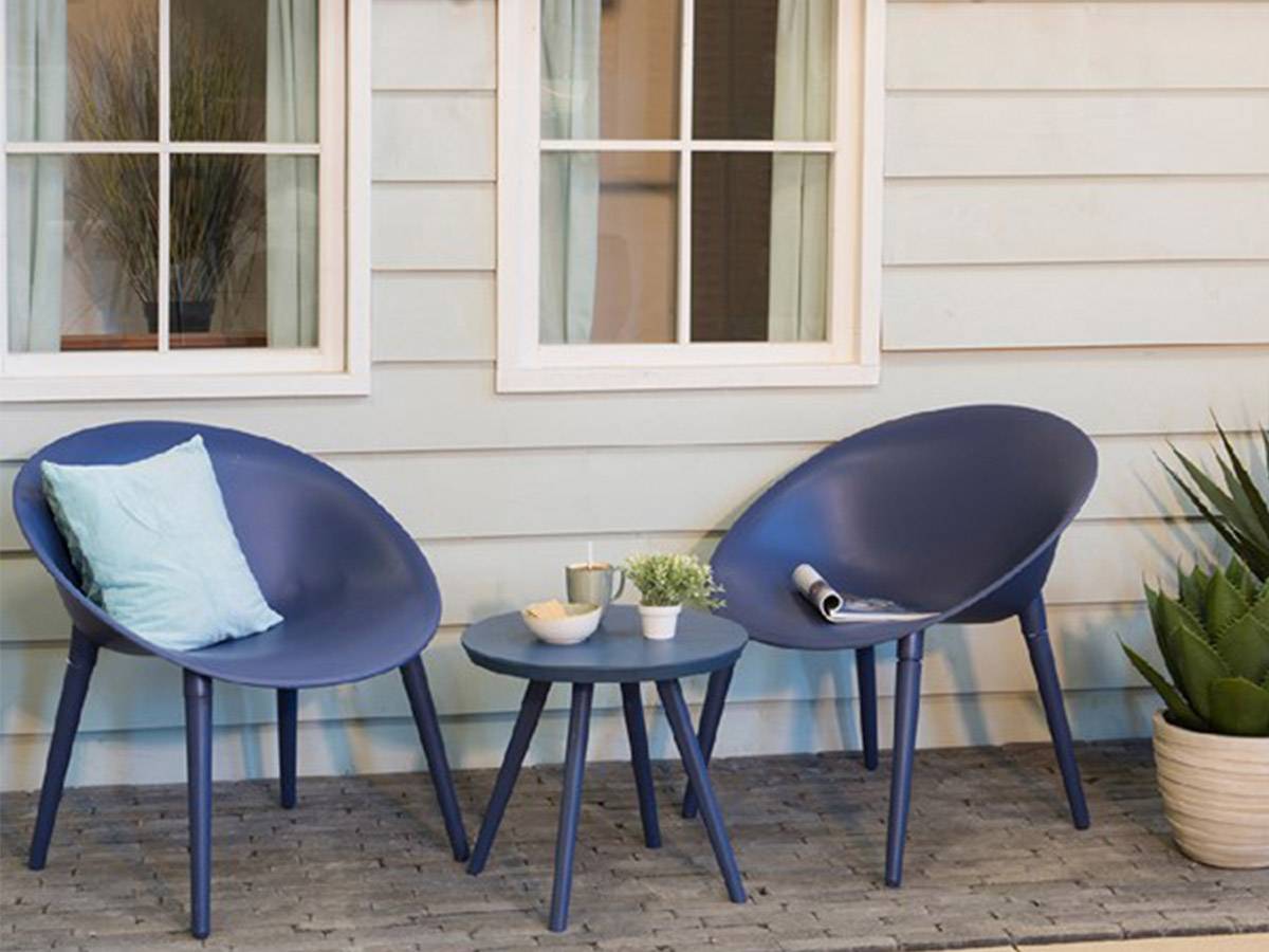 Jardideco - Salon de jardin en plastique Marbella bleu - Jardideco