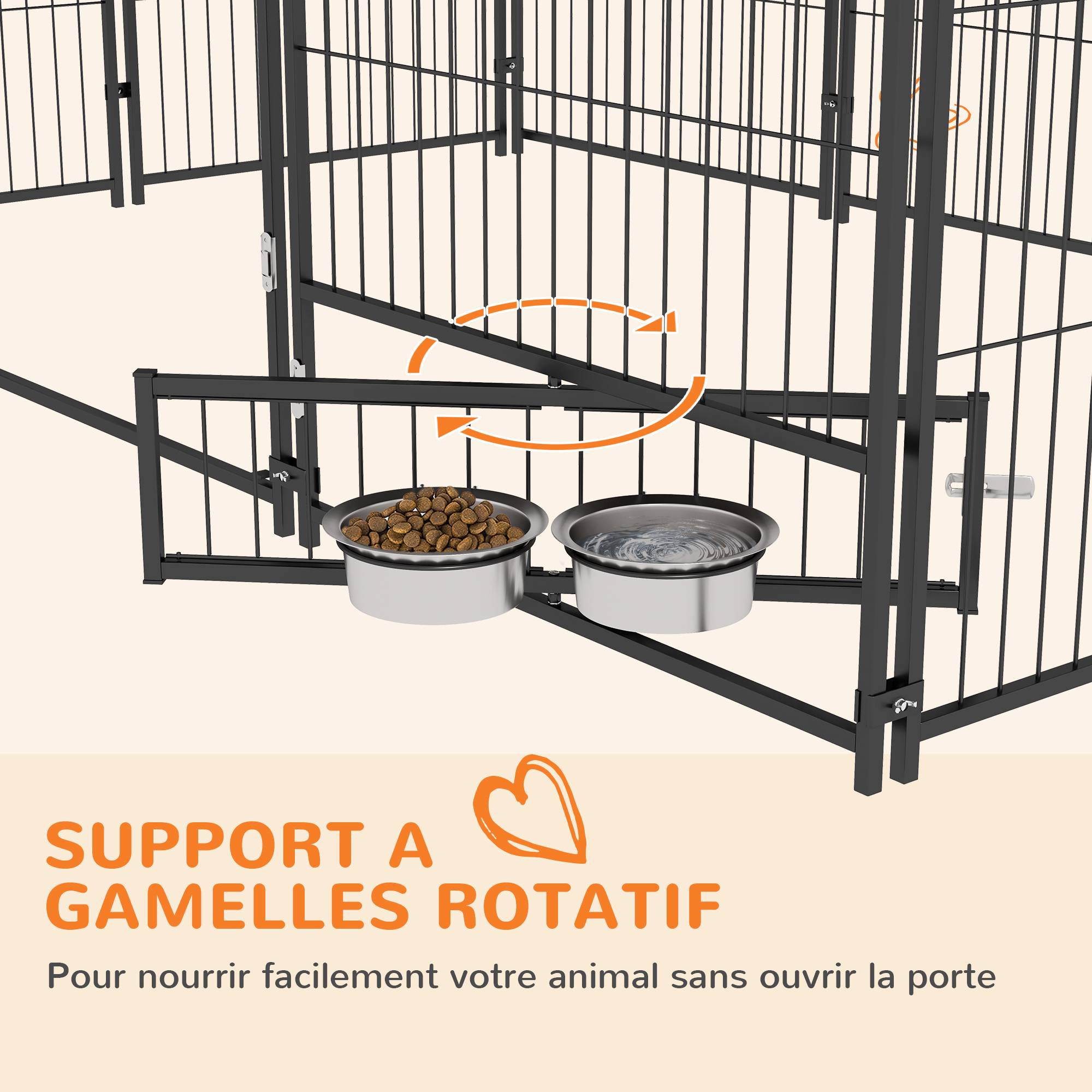 Sans Marque - Chenil extérieur pour Chiens en acier et Tissu Oxford Support gamelle et Toit résistant aux intempéries Espace spacieux - Image 8