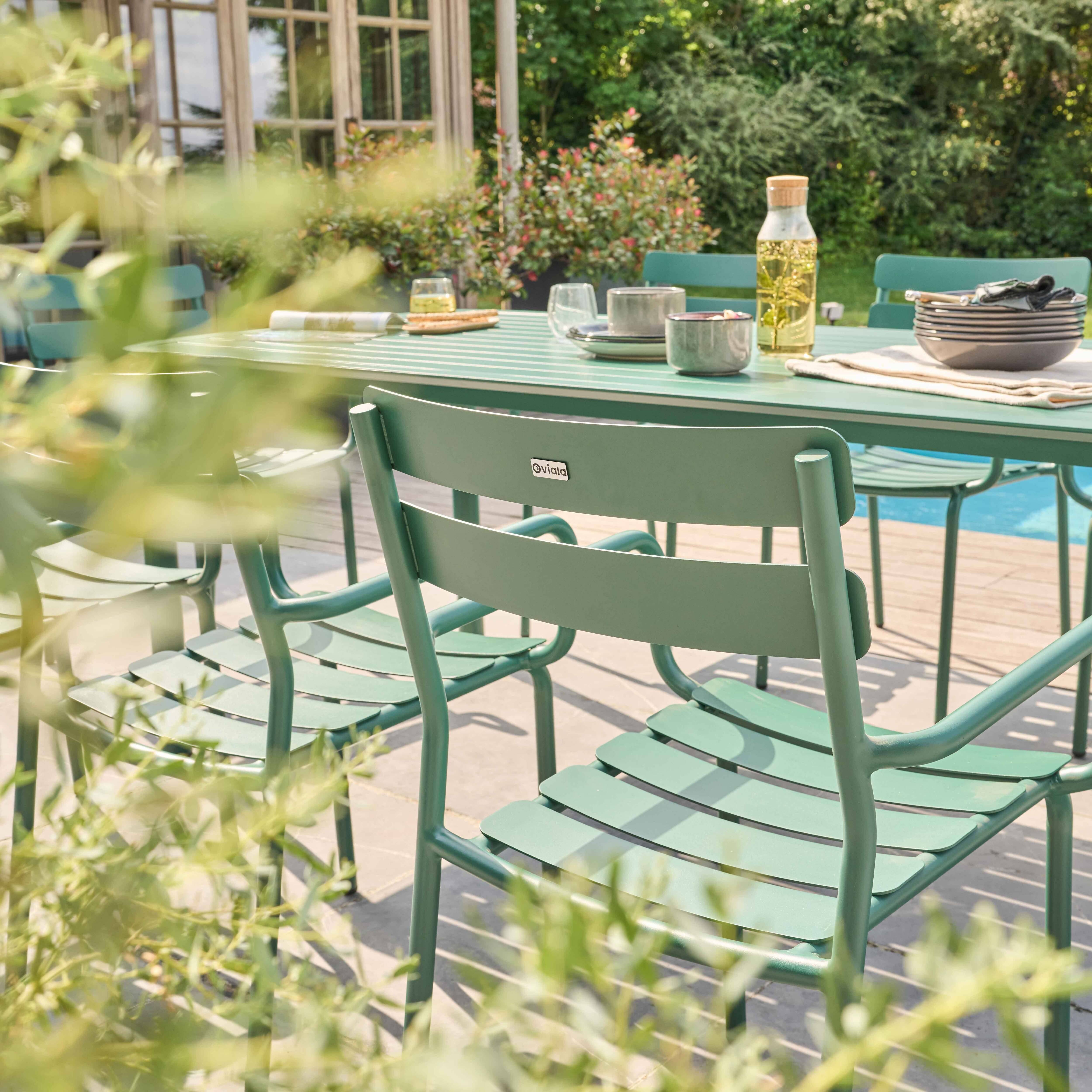 Oviala - Ensemble table de jardin et 8 fauteuils vert foncé Almada - Oviala - Image 3