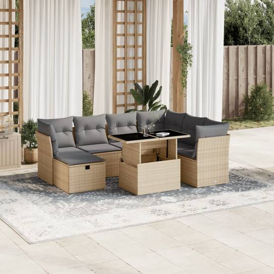 Vidaxl - Salon de jardin avec coussins 8 pcs beige résine tressée vidaXL 3274679 - Image 1