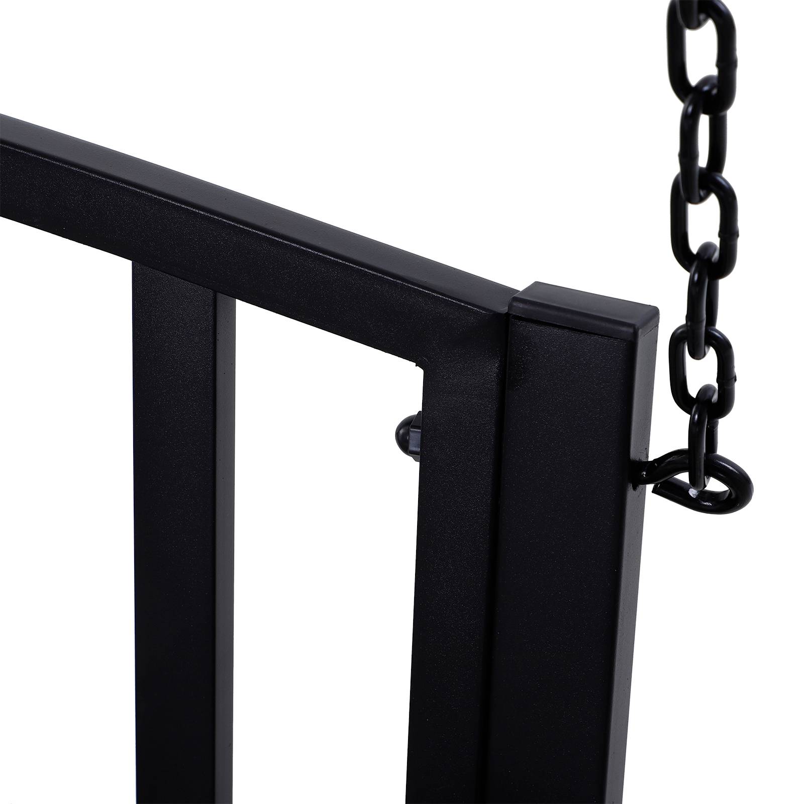 Banc Suspendu 2 Places Métal Noir Jardin Chaînes Incluses Assise Large 127x60cm - ComfortXL Outdoor Living - Image 9
