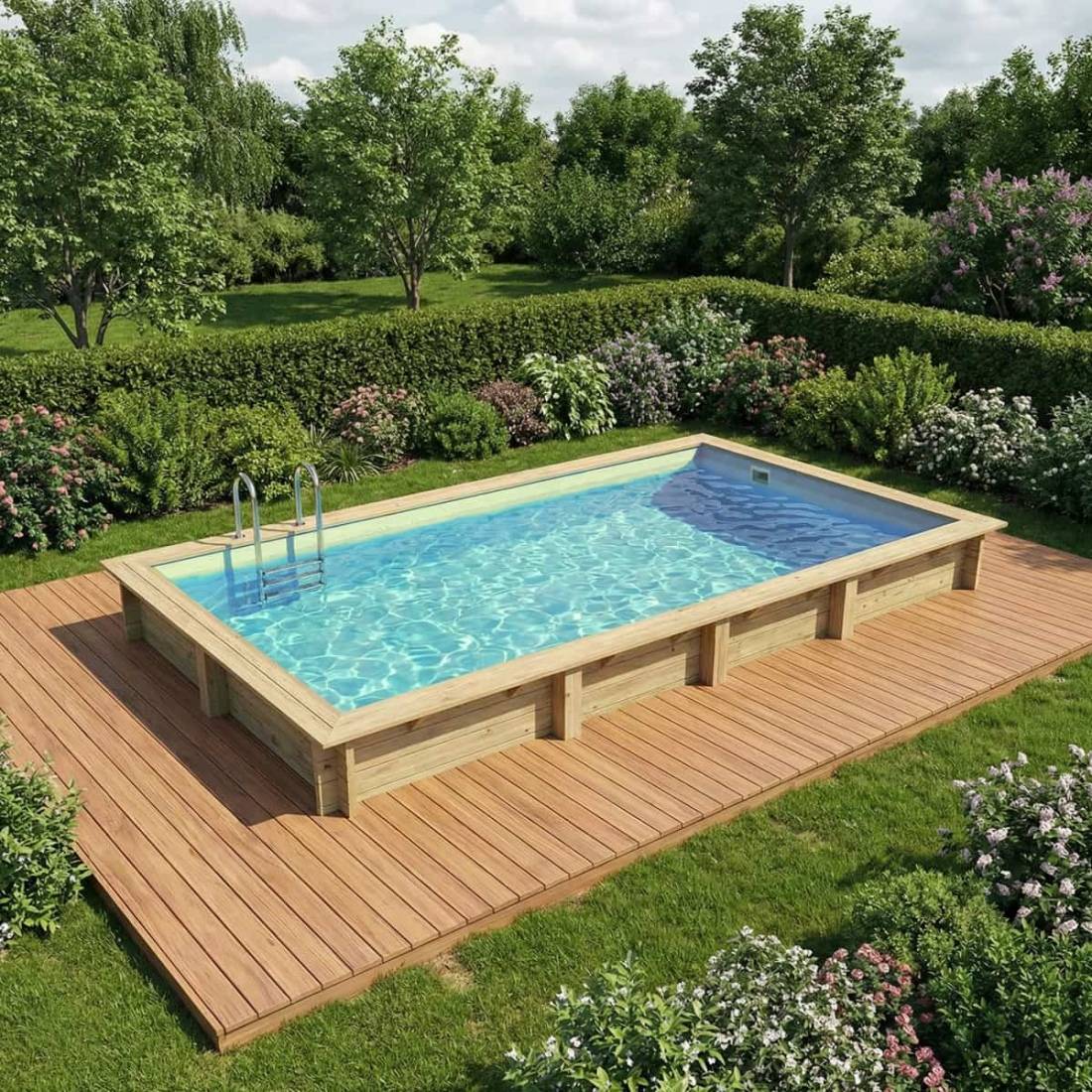 Altanka - Piscine hors sol en bois AQUA 7 x 3.75 - H.1.45 m, sable, fixations à visser - BAS7308OSPL3 - ALTANKA - Image 3
