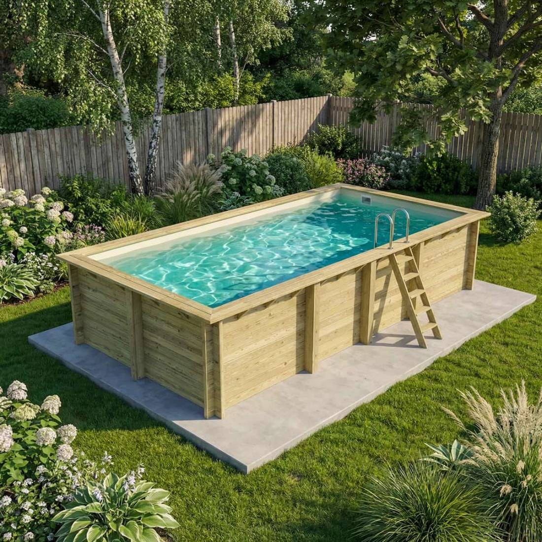 Altanka - Piscine hors sol en bois AQUA 7 x 3.75 - H.1.45 m, sable, fixations à visser - BAS7308OSPL3 - ALTANKA - Image 2