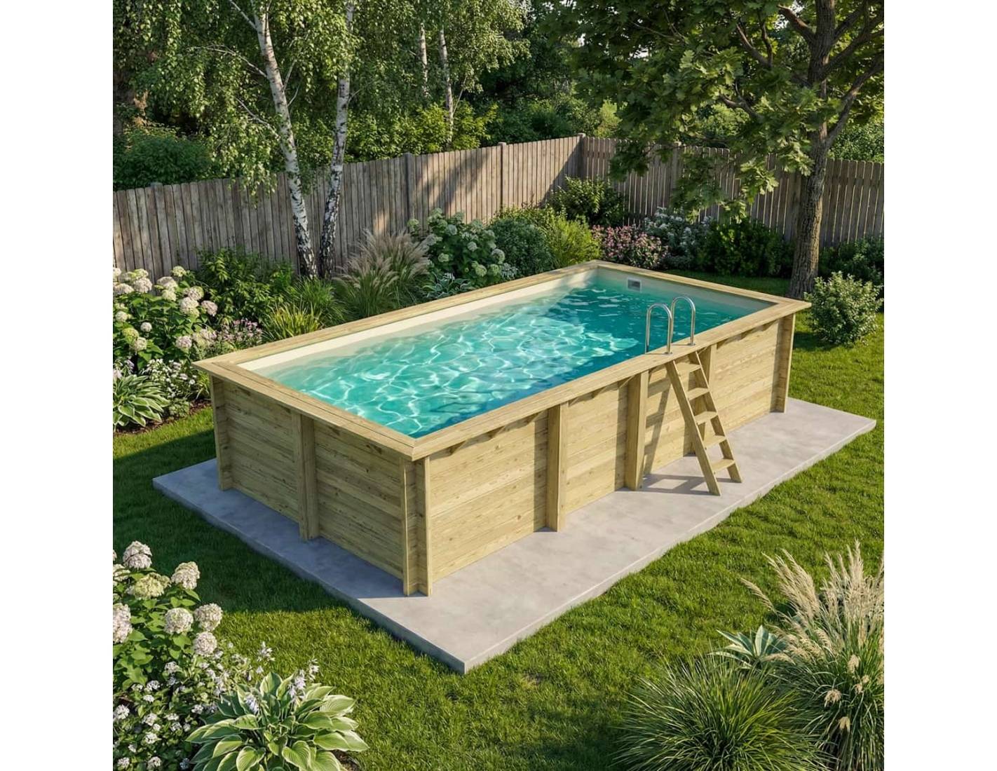 Altanka - Piscine hors sol en bois AQUA 7 x 3.75 - H.1.45 m, sable, fixations à visser - BAS7308OSPL3 - ALTANKA - Image 2