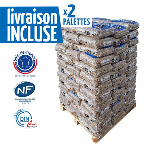 WOODSTOCK - Granulés de bois premium Woodstock - lot de 2 palettes de 66 sacs de 15 kg - Image 1