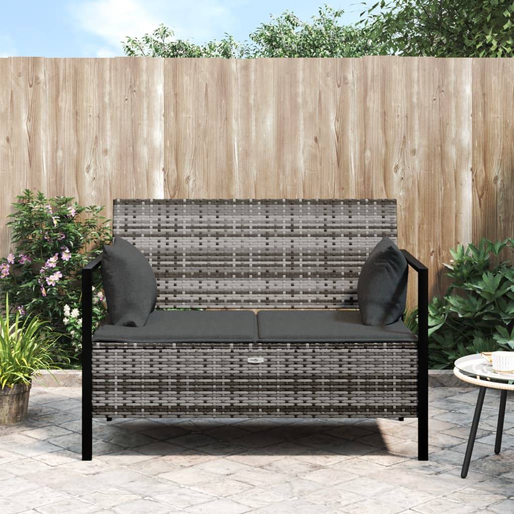 Maison Chic - Banc de jardin - Banc d'extérieur - Banquette à 2 Places avec Coussins Gris Résine Tressée-JU13914 - Image 2