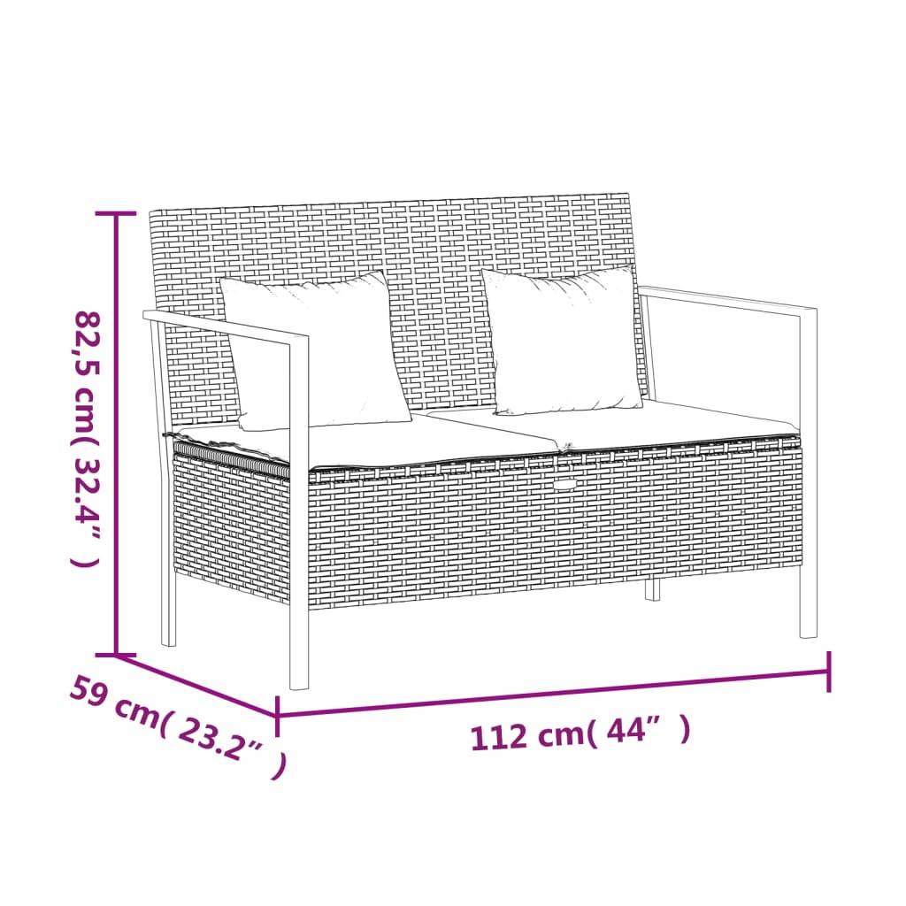 Maison Chic - Banc de jardin - Banc d'extérieur - Banquette à 2 Places avec Coussins Gris Résine Tressée-JU13914 - Image 9
