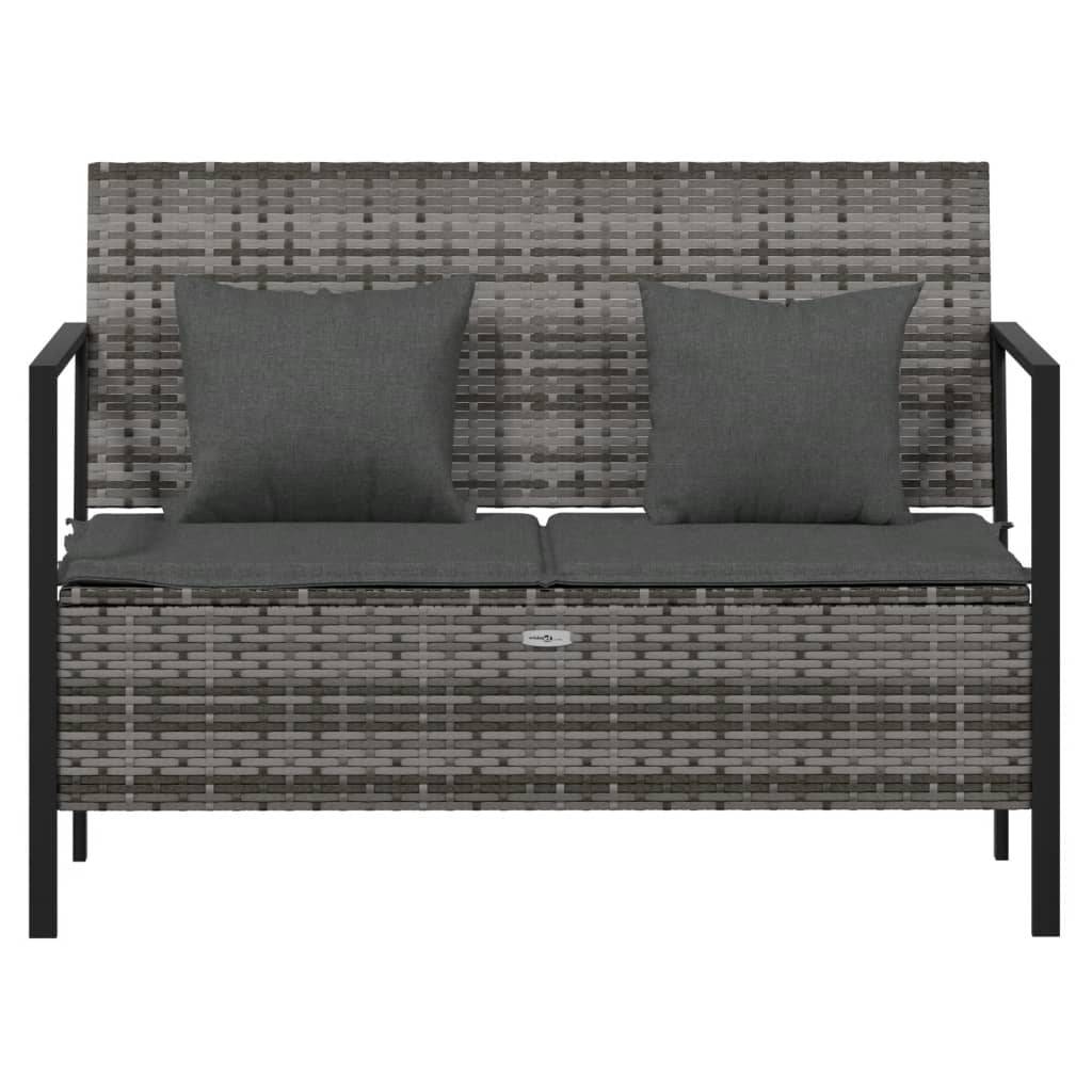 Maison Chic - Banc de jardin - Banc d'extérieur - Banquette à 2 Places avec Coussins Gris Résine Tressée-JU13914 - Image 3