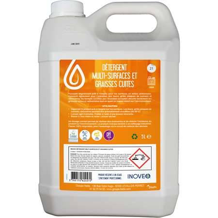 Inoveo Détergent Multi-Surface et Graisse Cuite 5 Litres - Lot de 12 - Christeyns
