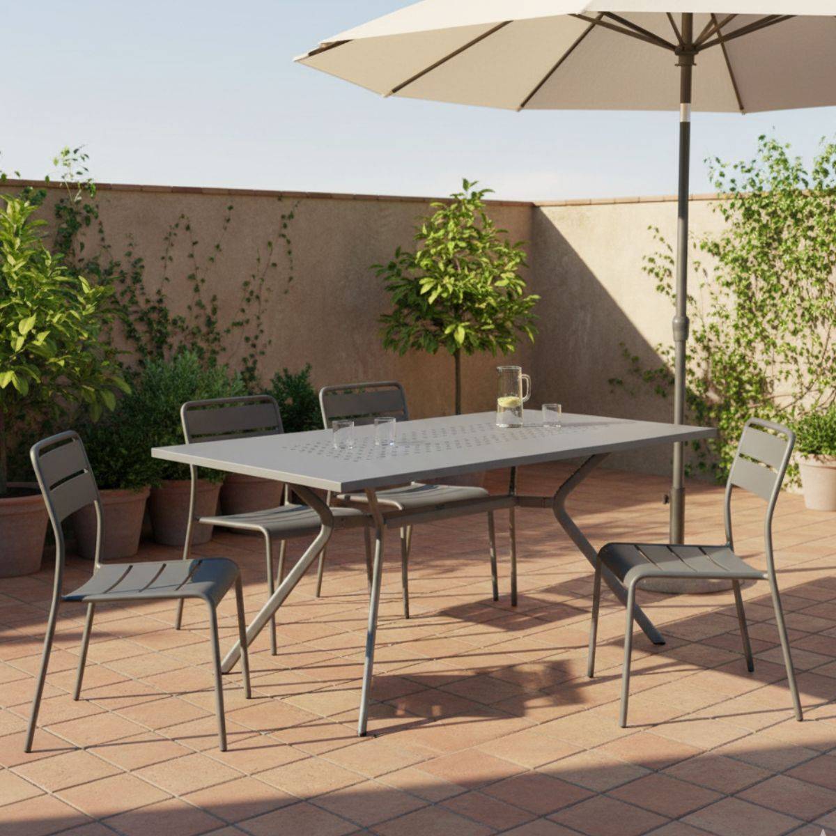 ALTOBUY - Table de jardin en acier gris traité anti-corrosion - BERAKA - Image 2