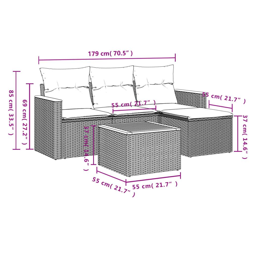 Vidaxl - Salon de jardin avec coussins 5pcs mélange beige résine tressée vidaXL 3225912 - Image 3
