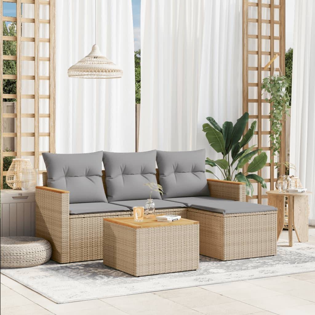 Vidaxl - Salon de jardin avec coussins 5pcs mélange beige résine tressée vidaXL 3225912 - Image 1