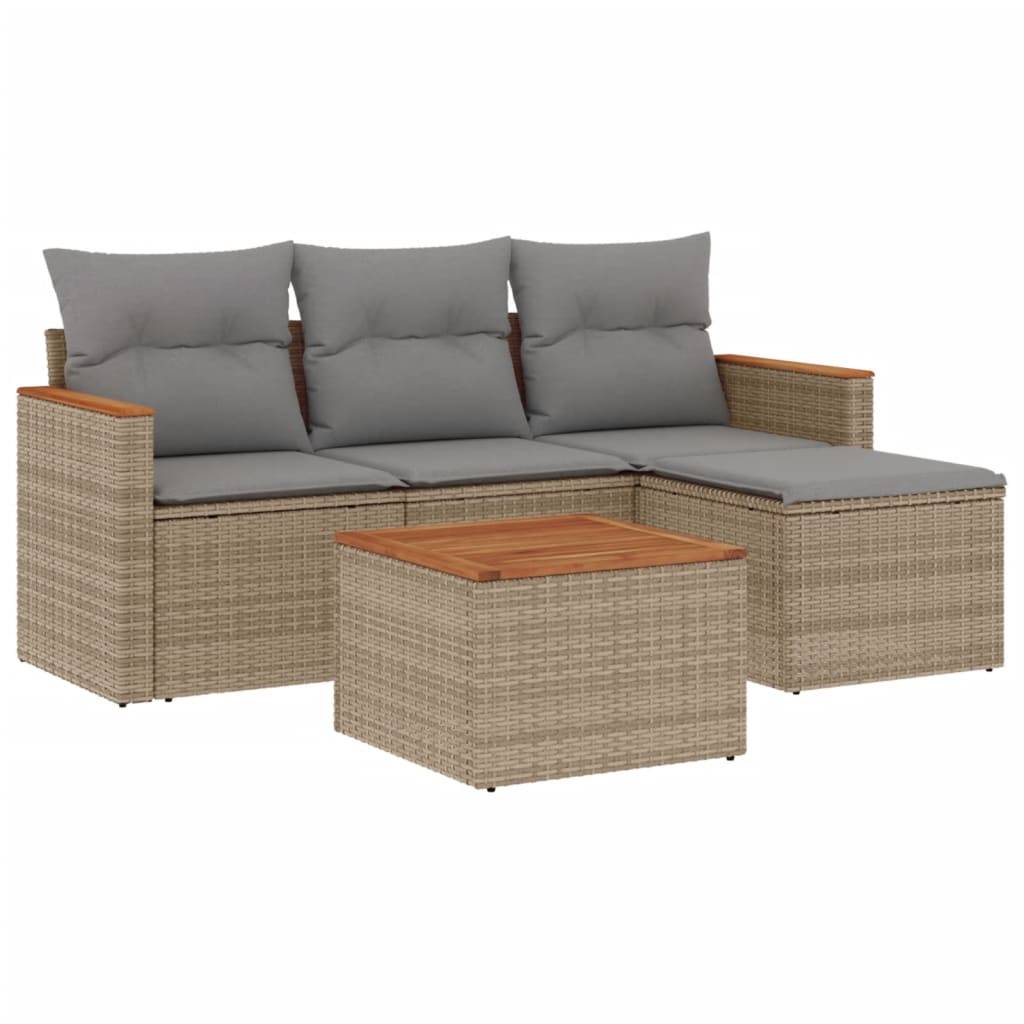 Vidaxl - Salon de jardin avec coussins 5pcs mélange beige résine tressée vidaXL 3225912 - Image 2