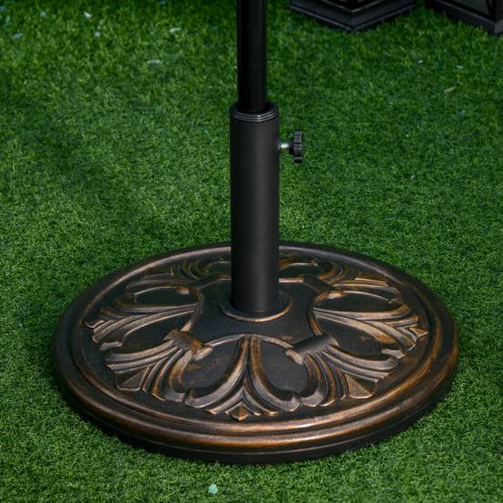 Base de parasol ronde Ø48x34 cm en plastique 13 kg pour mâts Ø35/38/48 mm, bronze - Image 2
