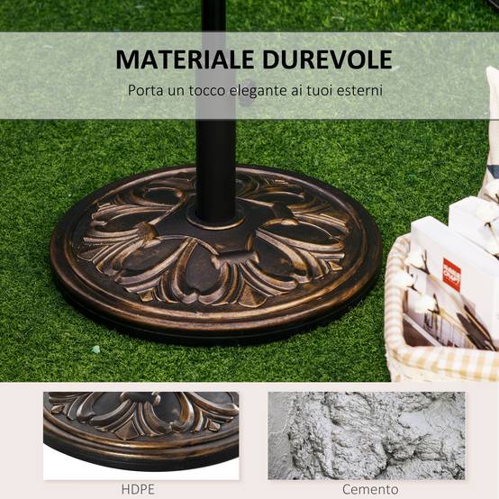 Base de parasol ronde Ø48x34 cm en plastique 13 kg pour mâts Ø35/38/48 mm, bronze - Image 6