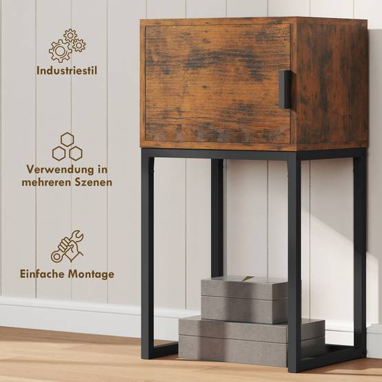 Console étroite, meuble de rangement, style industriel, salon/entrée, 40 x 30 x 76 cm, marron rustique - Image 8