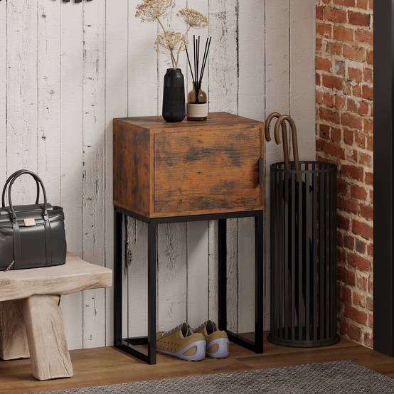 Console étroite, meuble de rangement, style industriel, salon/entrée, 40 x 30 x 76 cm, marron rustique - Image 3