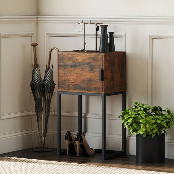 Console étroite, meuble de rangement, style industriel, salon/entrée, 40 x 30 x 76 cm, marron rustique - Image 4
