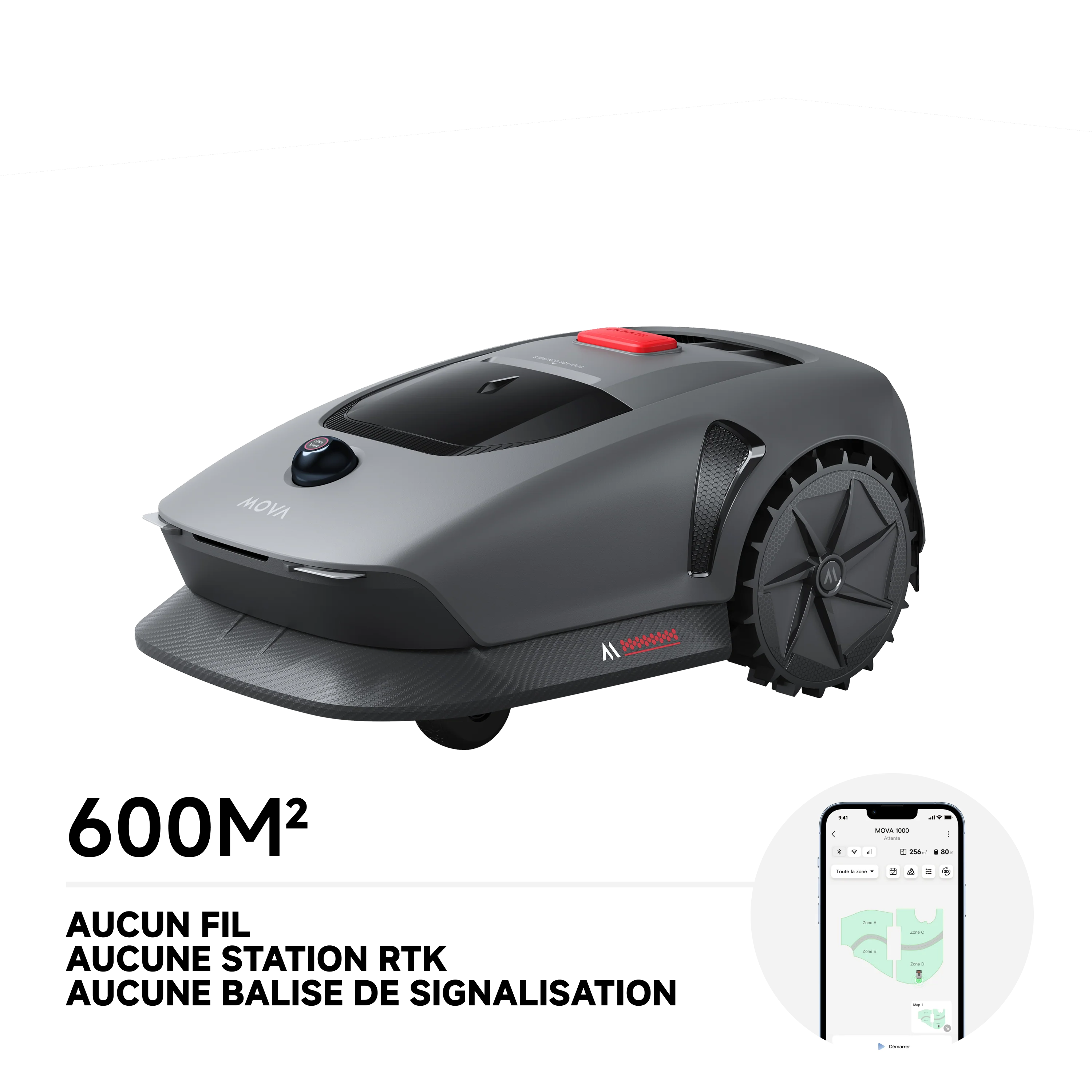 MOVA 600 Tondeuse Robot UltraView™, Cartographie 600 m², Évitement Intelligent, Multi-Zones, Contrôle via App - Image 1