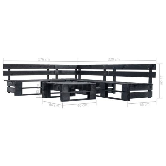 ComfortXL - Salon de Jardin Palette Bois 4 Pièces Modulable pour Extérieur Noir – ComfortXL Outdoor Living - Image 3