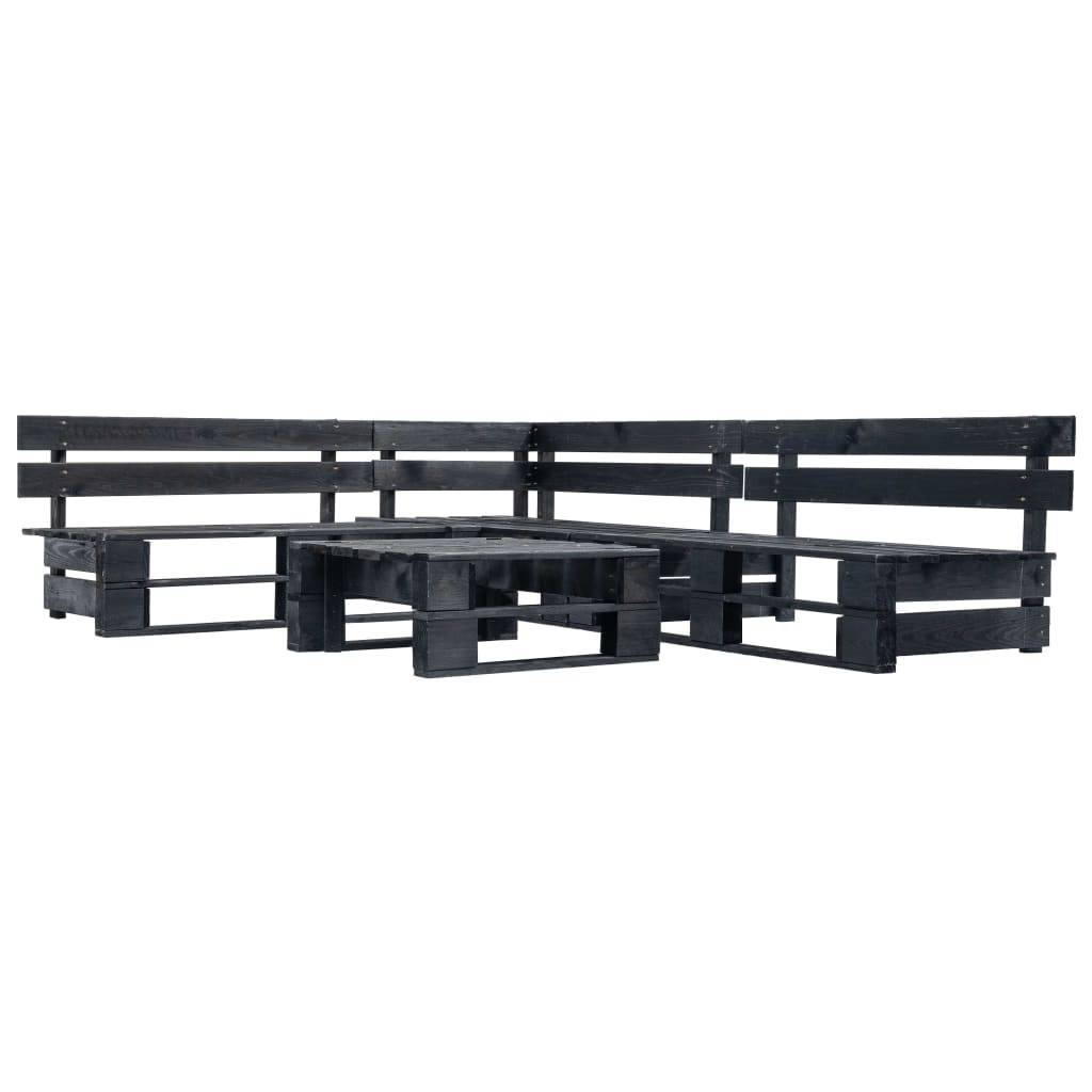 ComfortXL - Salon de Jardin Palette Bois 4 Pièces Modulable pour Extérieur Noir – ComfortXL Outdoor Living - Image 1