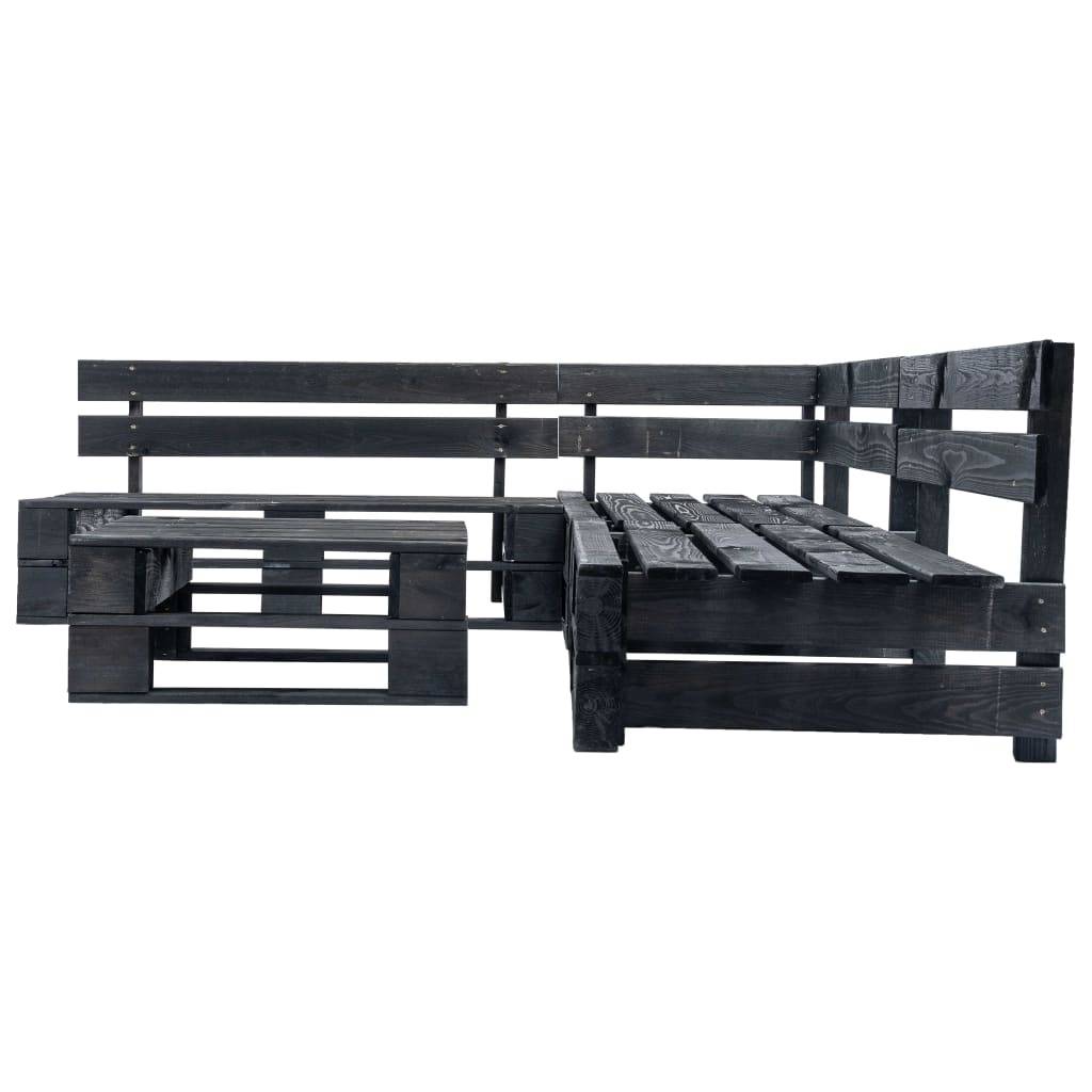ComfortXL - Salon de Jardin Palette Bois 4 Pièces Modulable pour Extérieur Noir – ComfortXL Outdoor Living - Image 2