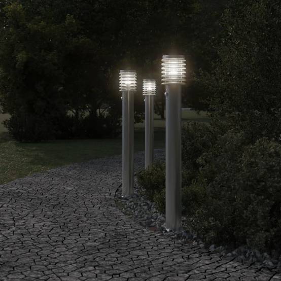 Lampadaire de jardin - Lampadaire d'extérieur avec capteur argenté acier inoxydable-JU1050 - Image 3
