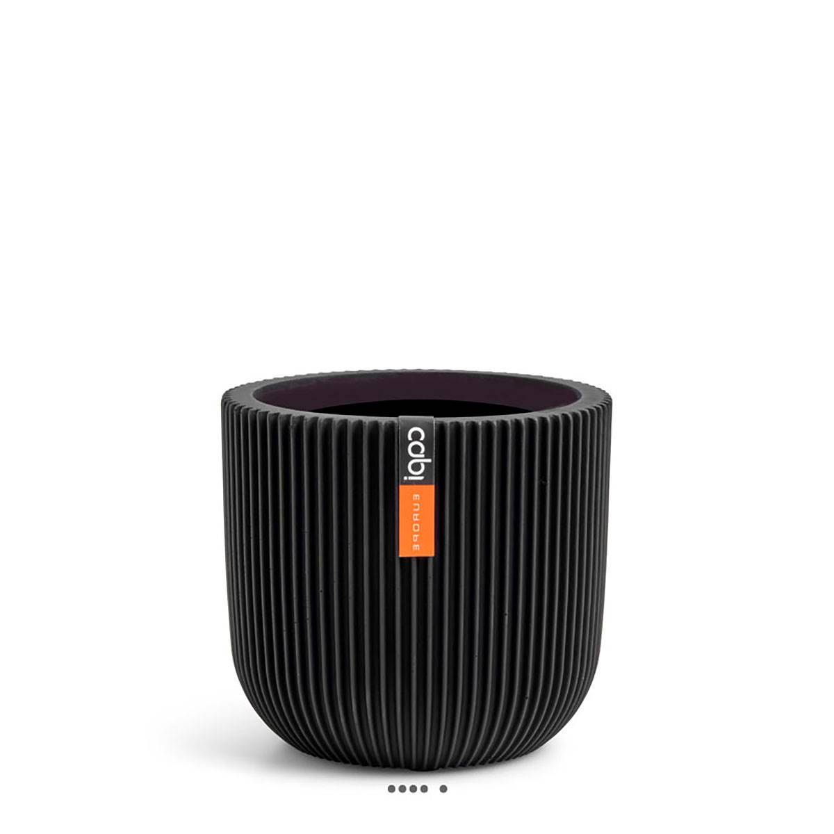 Artificielles - Pot Groove plastique forme eggpot H 13 x D 14cm Noir - dimhaut: H 13 cm - couleur: Noir - Image 1