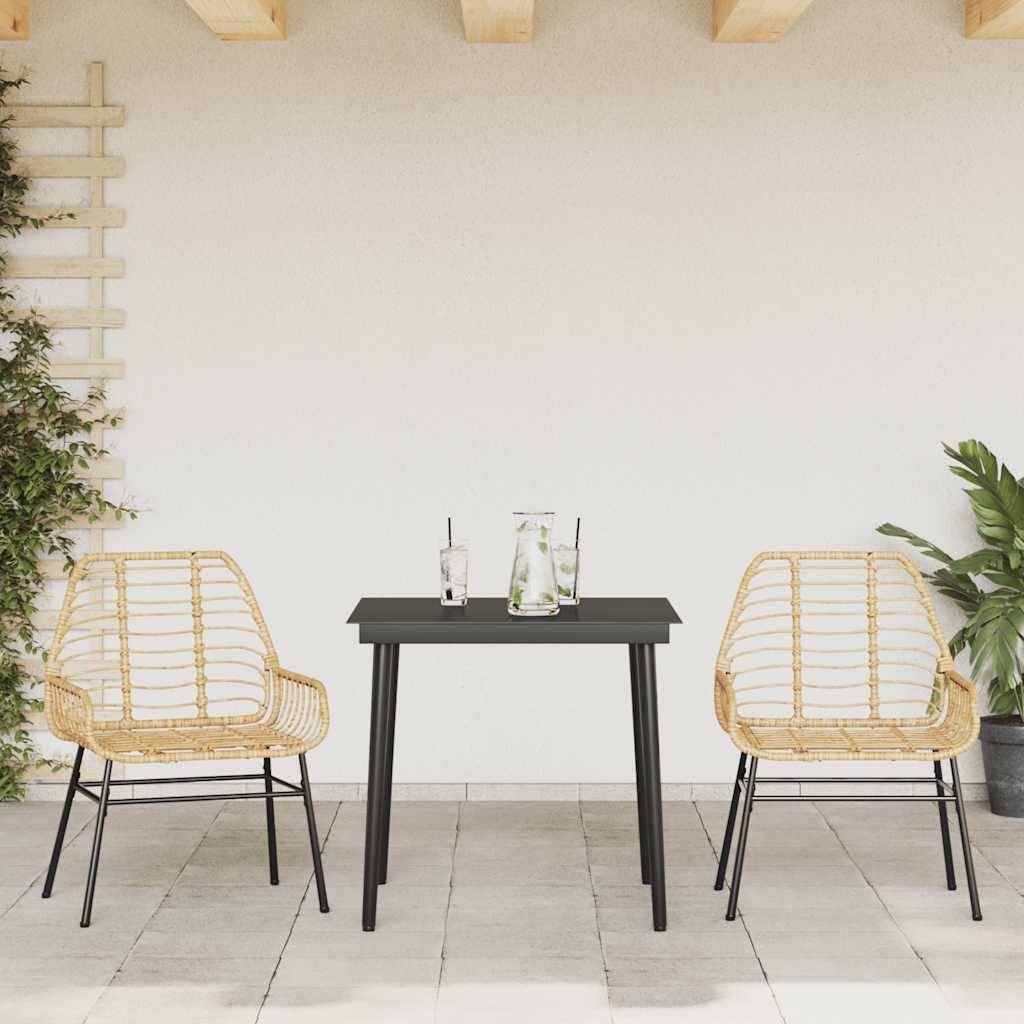 ComfortXL - Salon de Jardin 2 Personnes Résine Tressée Table Verre pour Repas Extérieur Marron – ComfortXL Outdoor Living - Image 3