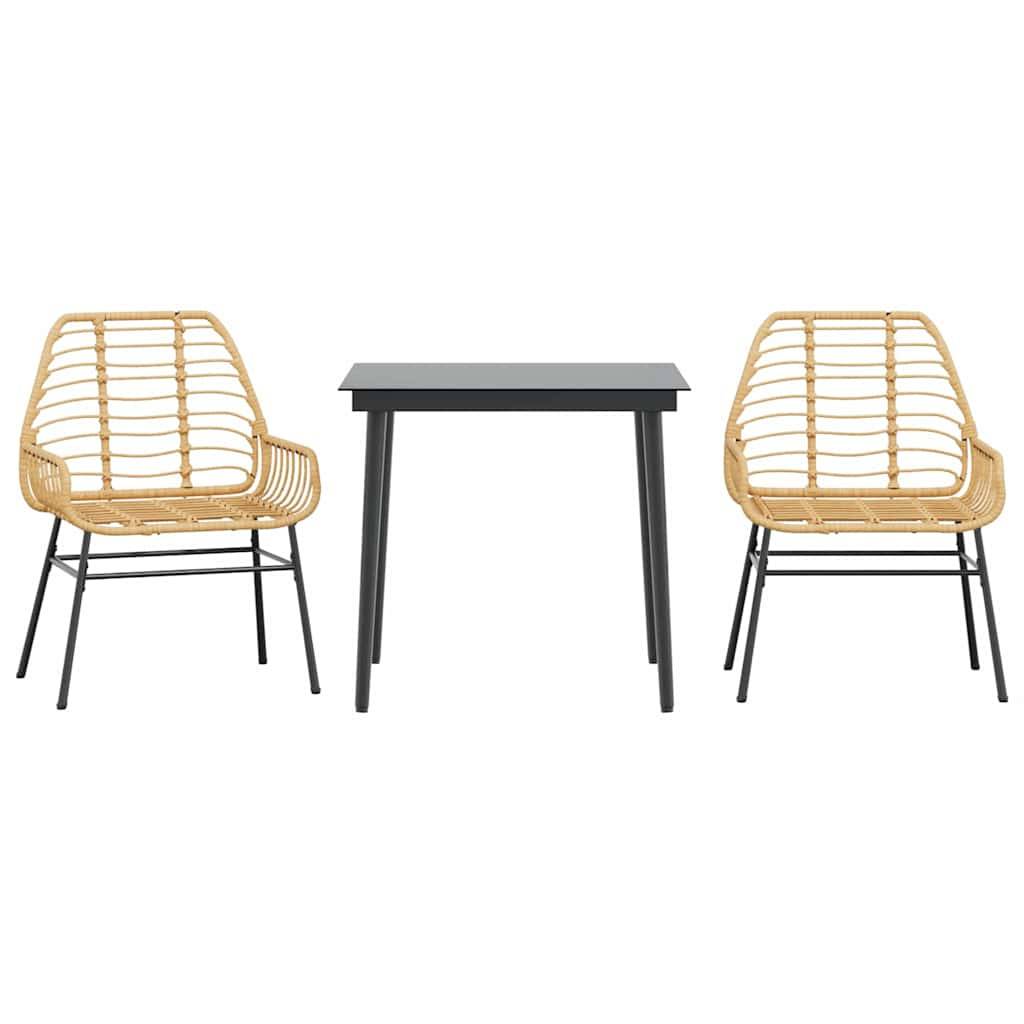 ComfortXL - Salon de Jardin 2 Personnes Résine Tressée Table Verre pour Repas Extérieur Marron – ComfortXL Outdoor Living - Image 2