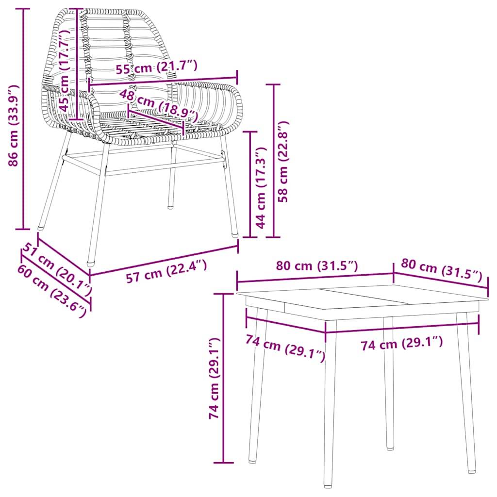 ComfortXL - Salon de Jardin 2 Personnes Résine Tressée Table Verre pour Repas Extérieur Marron – ComfortXL Outdoor Living - Image 10