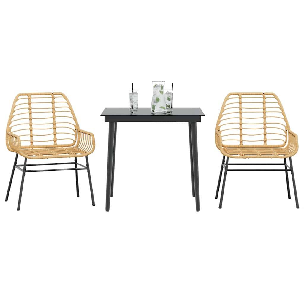 ComfortXL - Salon de Jardin 2 Personnes Résine Tressée Table Verre pour Repas Extérieur Marron – ComfortXL Outdoor Living