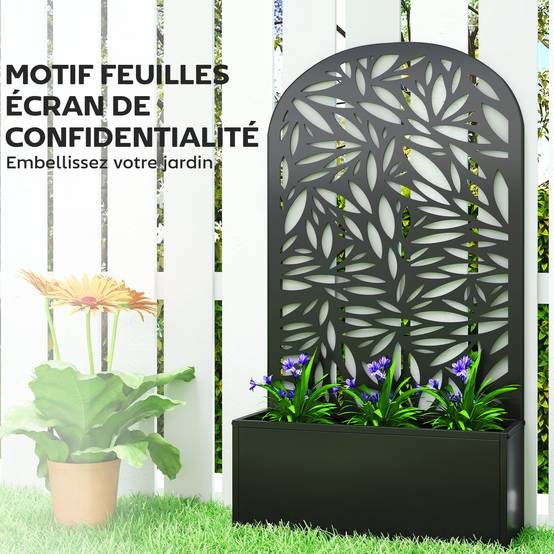 PANGIVO - Jardinière avec treillis métal noir 61 x 23 x 113 cm - PANGIVO - Image 8
