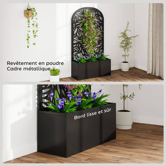PANGIVO - Jardinière avec treillis métal noir 61 x 23 x 113 cm - PANGIVO - Image 9