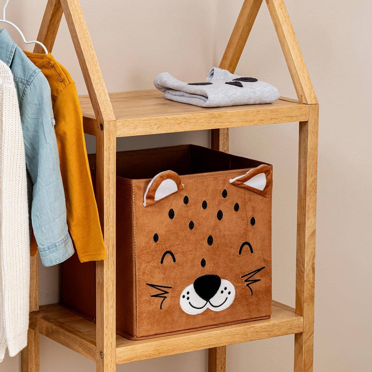 Boîte de Rangement Pliable "Léopard" 29x29cm Marron - Image 6