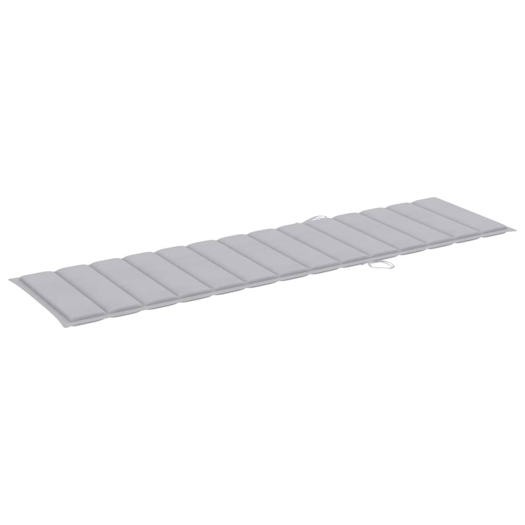 Helloshop26 - Lot de 2 transats chaise longue bain de soleil lit de jardin terrasse meuble d'extérieur avec coussin gris bois de teck solide - Image 6