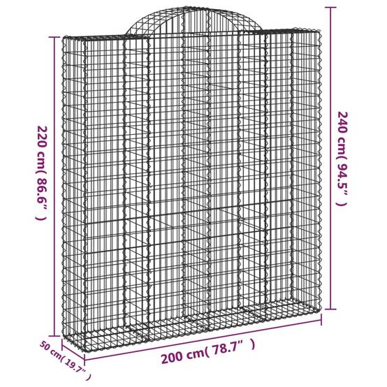 Vidaxl - Paniers à gabions arqués 5 pcs 200x50x220/240 cm Fer galvanisé vidaXL 3146449 - Image 3