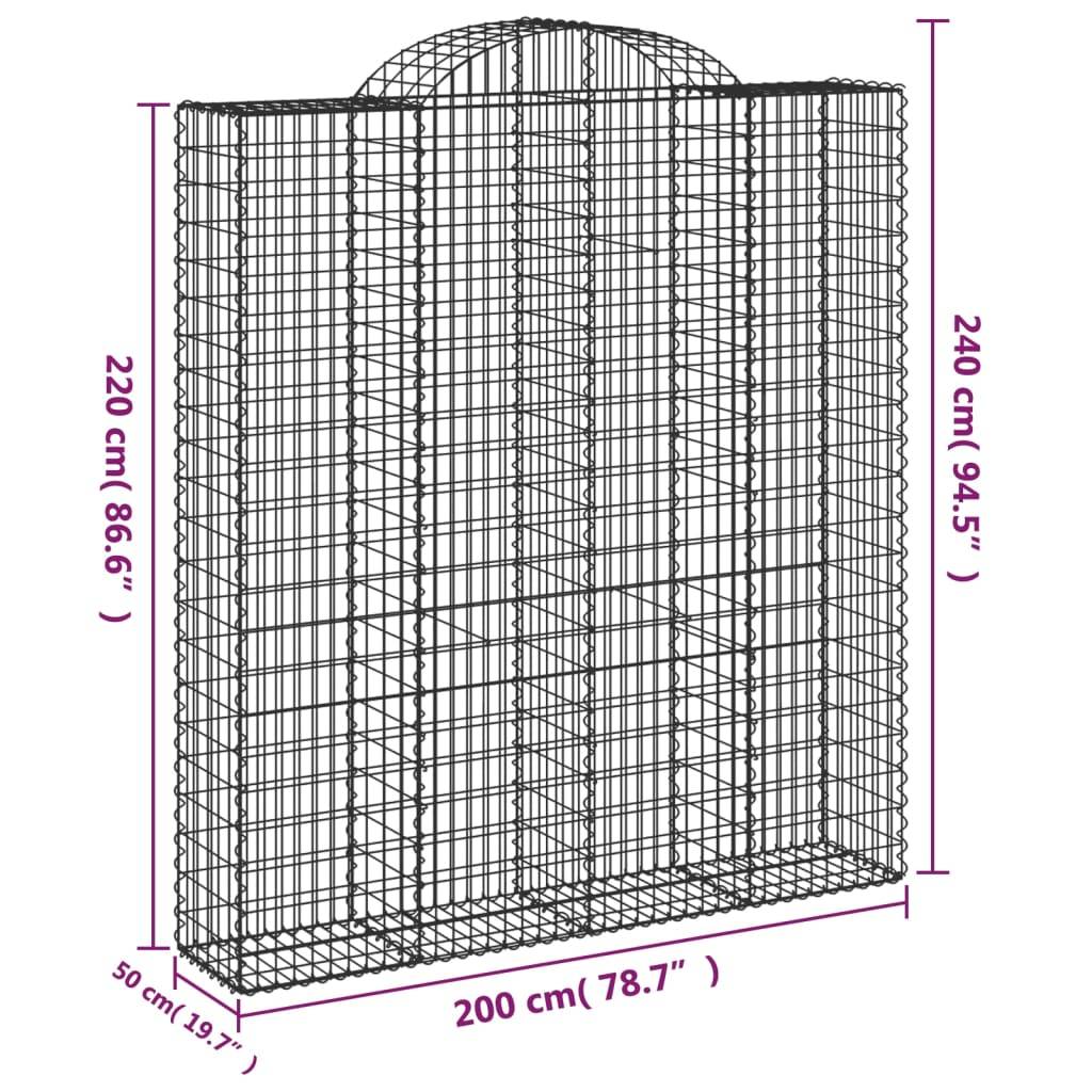 Vidaxl - Paniers à gabions arqués 5 pcs 200x50x220/240 cm Fer galvanisé vidaXL 3146449 - Image 3