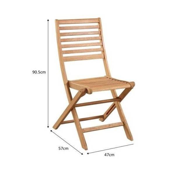 MARKET24 - Lot de 4 chaises de jardin pliantes en Acacia FSC - 47 x 57,5 x H.89,5 cm - Image 2